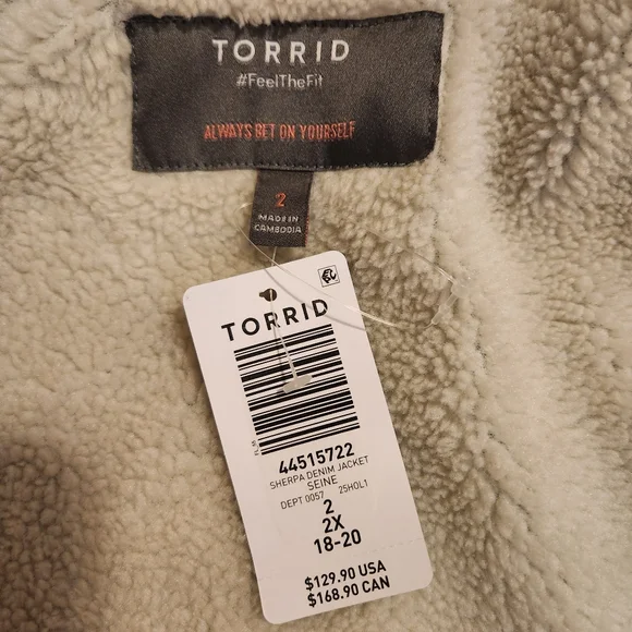 Torrid NWT Size 2X (18-20) Sherpa Lined Denim Trucker Jacket From 2025  $130MSRP - Picture 7 of 9